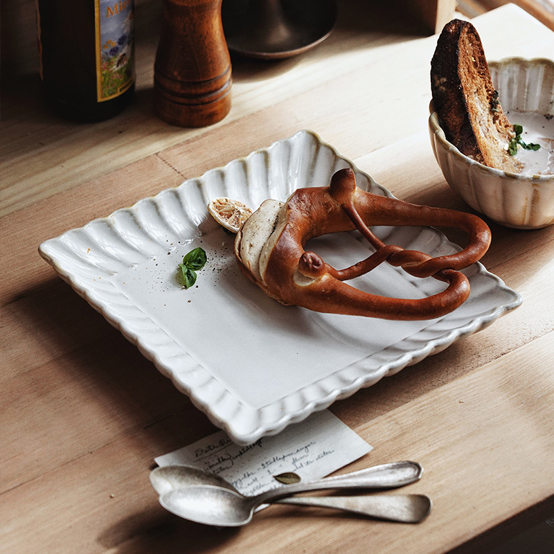 Plato de crisantemo, horno japonés y coreano, plato de cerámica esmaltado, platos de platos, platos de sopa, platos de comida occidentales, platos de platos