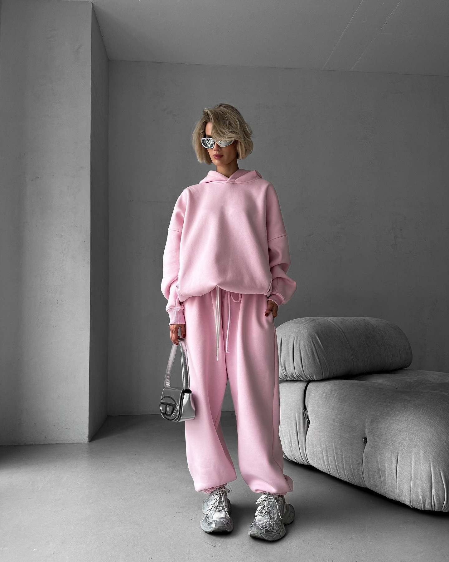 2025 Fall/Winter New European And American Solid Color Long Sleeve Hooded Sweatshirt Women's Fashion Casual Pants Sports_ecoleips.com