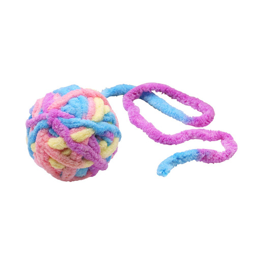Cross-border Amazon pet products cat self-pleasure relieves boredom and chews amusing cat toy ball bell colorful thick woolen ball