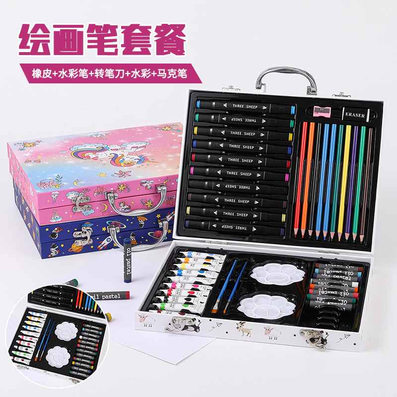 動物王国絵筆セットギフトボックス絵画セット学生落書き美術文房具用品68PCマーカーペン|undefined