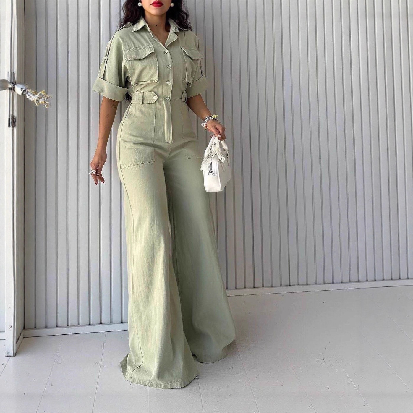 Transfronterizos 2025 otoño y invierno nuevo estilo de estilo de vestir con solapa de cintura junkers de moda casual junkers mujeres image 7