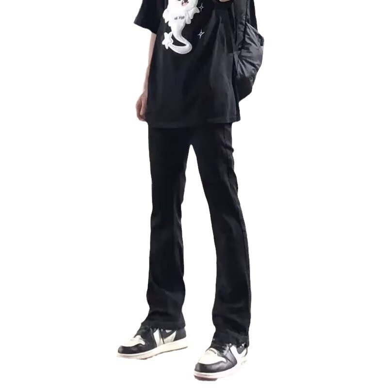 Vaqueros vintage desgastados, marca de moda de otoño para hombres, pantalones anchos de trapeador sueltos rectos y guapos de la calle alta americana