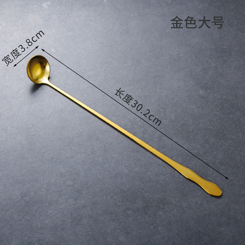 ステンレスの長い柄の調味料のスプーンの氷は更に創造的な金色の調味のスプーンの深い缶のスプーンの蜂蜜のスプーンの台所の小さい油のスプーンです。|undefined