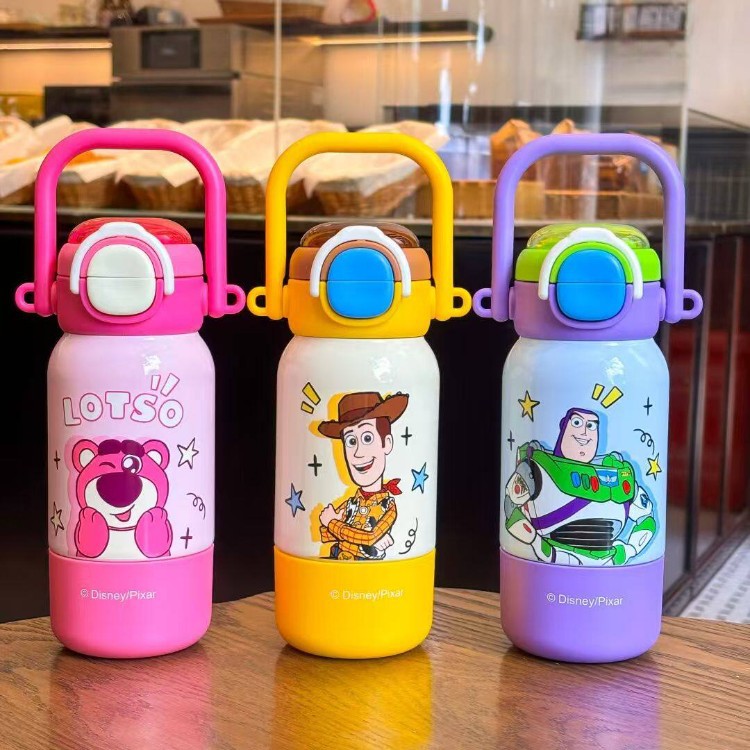 Toy Story 316 tazas de acero inoxidable de dibujos animados portátiles tazas de agua de paja estudiantes de alto valor facial