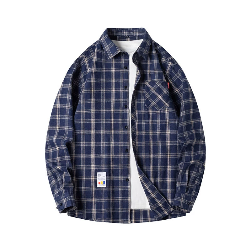 2025 новый стиль мужской моды мода клетчатая рубашка с длинными рукавами плюс размер свободного плеча спот оптовая продажа