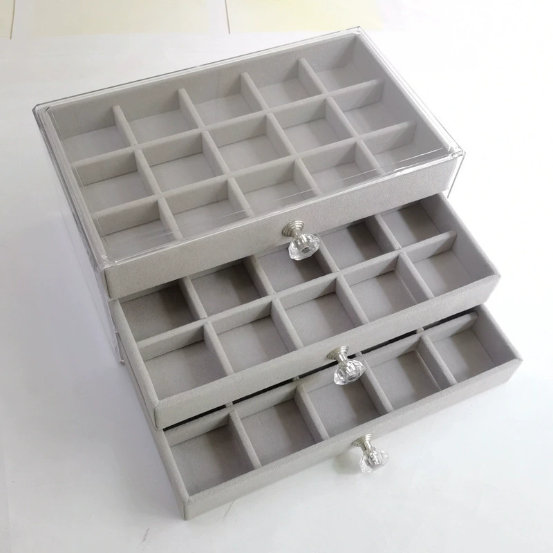 Transparent storage system, earrings, ring, necklace, 45 cells