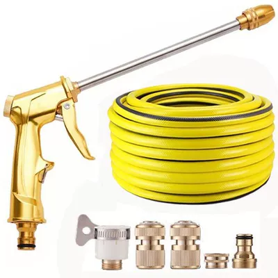 High pressure car wash water gun — Tool, Water Gun Nozzle - 10m-explosion-proof-and-antifreeze-water-pipes-gold-long-metal-pressure-water-gun-connector-without-storage-rack