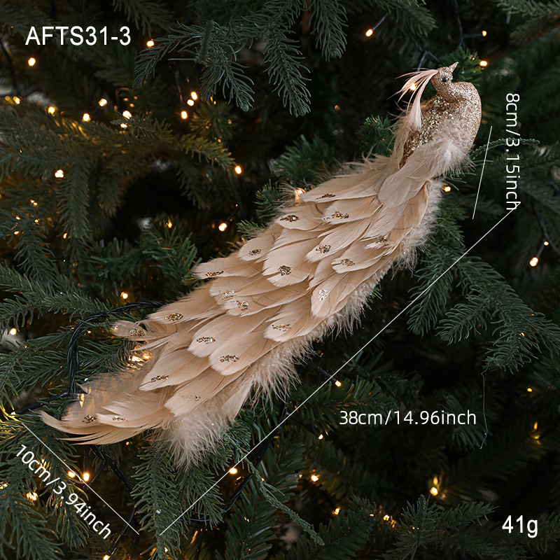 Decoración del árbol de Navidad pájaros plumas de color simulación de pájaros horticultura ramas decoración accesorios decoración pájaros colgantes