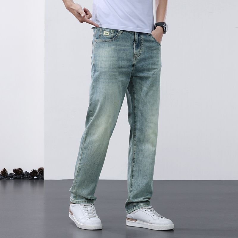 Light Business Four-Season Jeans Men's New Straight-Leg Loose Casual Elastic Versatile Business Casual Youth Long Pants