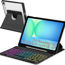 三星s10fe旋转保护壳s10lite三色背光蓝牙键盘a9plus磁吸笔槽适用