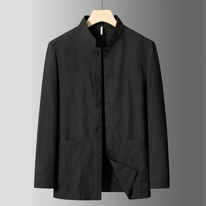 New Summer Men's Middle-Aged Sun Protection Jacket, Breathable Solid Color Ultra-Thin Chinese Style Stand-Up Collar Shirt New Summer Men's Middle-Aged Sun Protection Jacket, Breathable Solid Color Ultra-Thin Chinese Style Stand-Up Collar Shirt