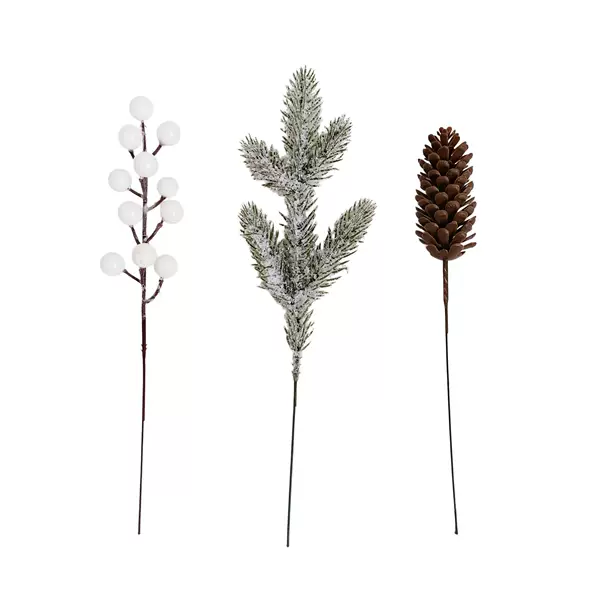 Christmas snowflake five-pronged pine needles cross-border artificial plants plastic pine needles snowflake artificial flowers pine cone accessories white fruit
