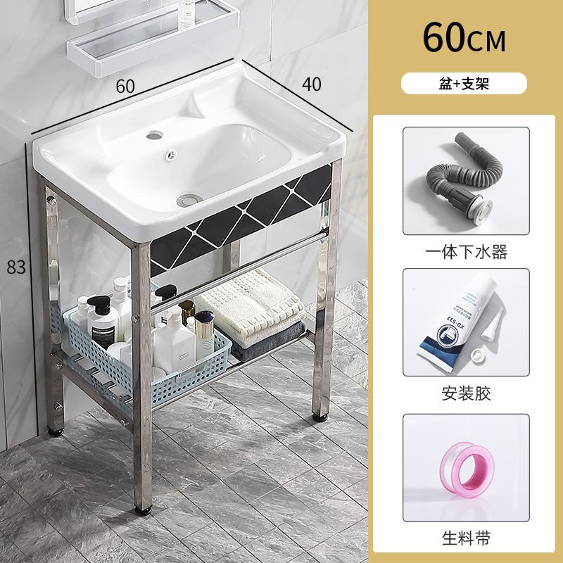 防锈卫生间易清洁小户型简装公寓落地式工程酒店洗手盆陶瓷一体盆|undefined