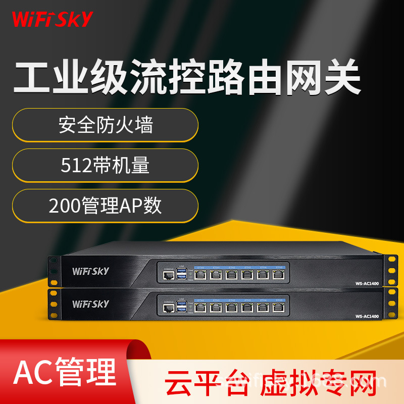 WIFISKY AC1400全千兆端口企业级路由器多WAN宽带叠加云平台管理