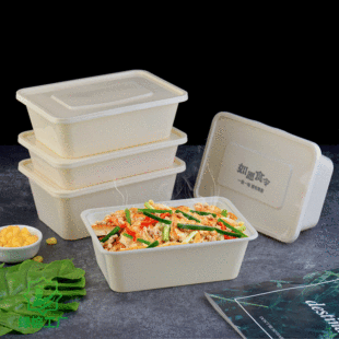 Disposable Plastic Reducing Lunch Box Printable logo Rectangular Packing Box Plastic Lunch Box Degradable Food Takeaway Box