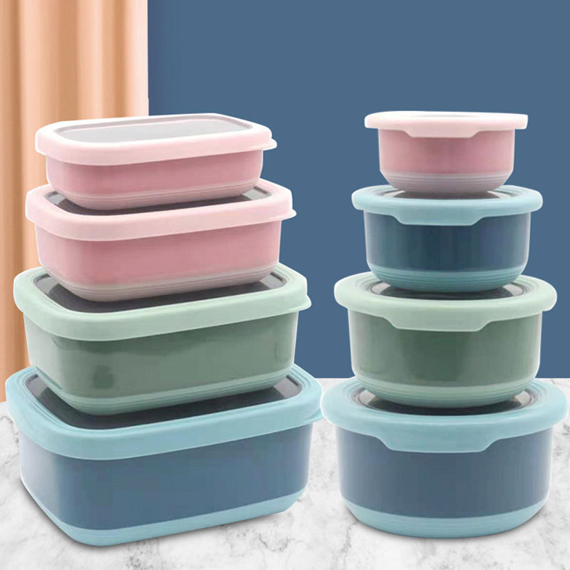 Stainless Steel Preservation Box with Lid Insulation Lunch Box Noodles Bowl Food Grade Sealed Box Household Refrigerator Preservation Bowl suit