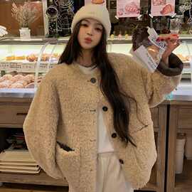 2026新款小个子感韩系羊羔毛毛绒厚外套女秋冬毛茸茸上衣