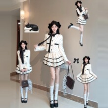 早秋女裝千金風波點連衣裙子女夏2025新款法式氣質蓬蓬公主套裝裙