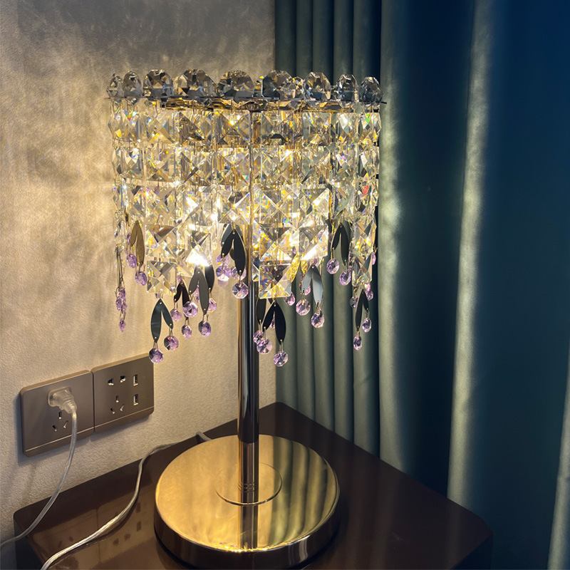 European Crystal Table Lamp Bedroom Bedside Lamp American Retro Light Luxury Living Room Creative Atmosphere Lamp Floor Lamp