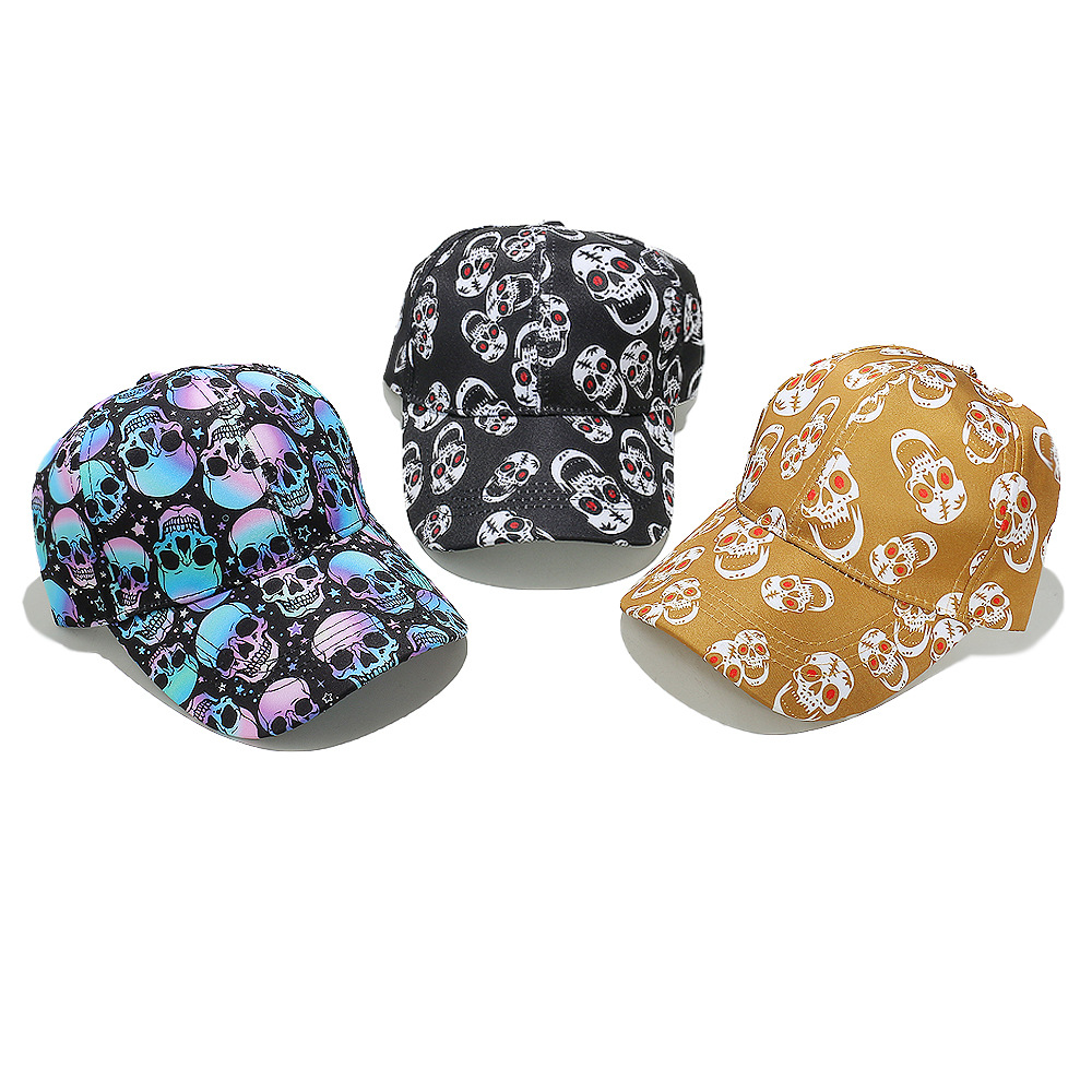Baseball Cap Hats Type Women's Exaggerated Punk Streetwear Skull Printing Curved Eaves Baseball Cap