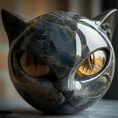 跨境独立站亚马逊猫咪雕塑装饰品摆件万圣节装饰猫咪头像摆件
