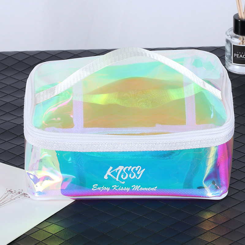 镭射幻彩缝纫拉链包化妆品收纳包立体炫彩包多彩礼品手提包手提袋