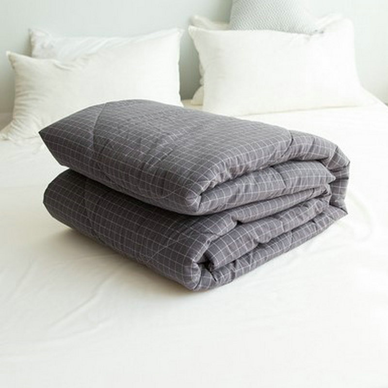 水洗棉深灰小格