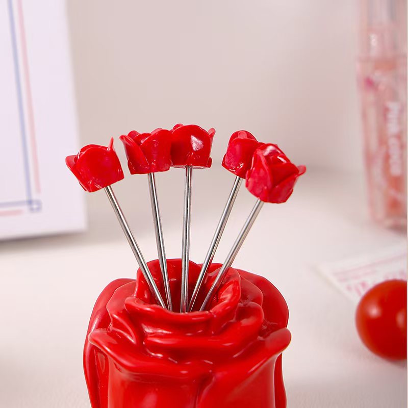 장미 10개 포크 + 베이스(빨간색)