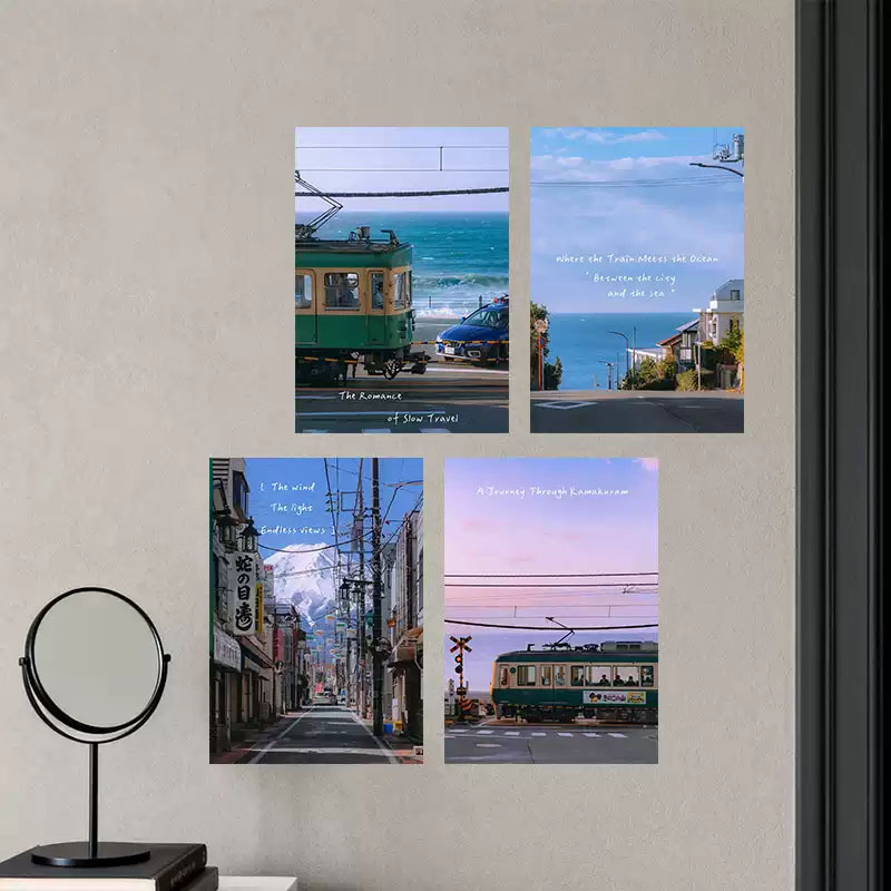 Kamakura Sea Train Scenery Photography Poster Ins Home Bedroom Decoration Painting Cafe Wall Sticker Atmosphere Background Kamakura Sea Train Scenery Photography Poster Ins Home Bedroom Decoration Painting Cafe Wall Sticker Atmosphere Background