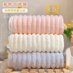 糖果条毛巾加厚珊瑚绒浴巾吸水不掉毛家用男女沙滩巾珊瑚绒速干