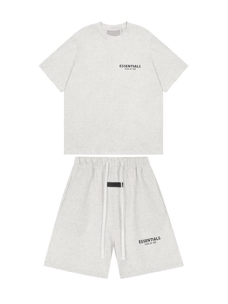 FOG de doble línea ESSENTIALS letras de silicona estéreo flocado de manga corta pantalones cortos deportivos casuales de la calle para hombres y mujeres de moda