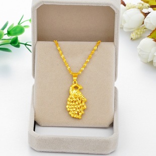 Authentic Vietnam Sand Gold Three-piece Jewelry Women's Peacock Ring Necklace Bracelet Long-standing Gold Plated Fashion