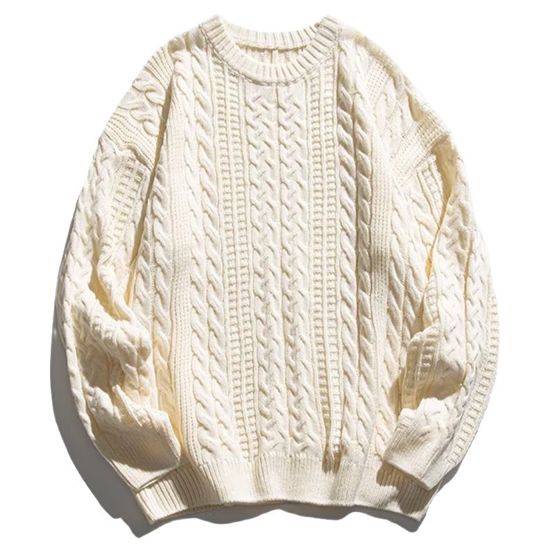 Suéter grueso de color sólido para hombre otoño e invierno 2024 nuevo suéter de punto de cuello redondo suéter coreano para hombre