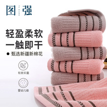 图强商超纯棉毛巾家用吸水成人男女柔软舒适全棉毛巾批发
