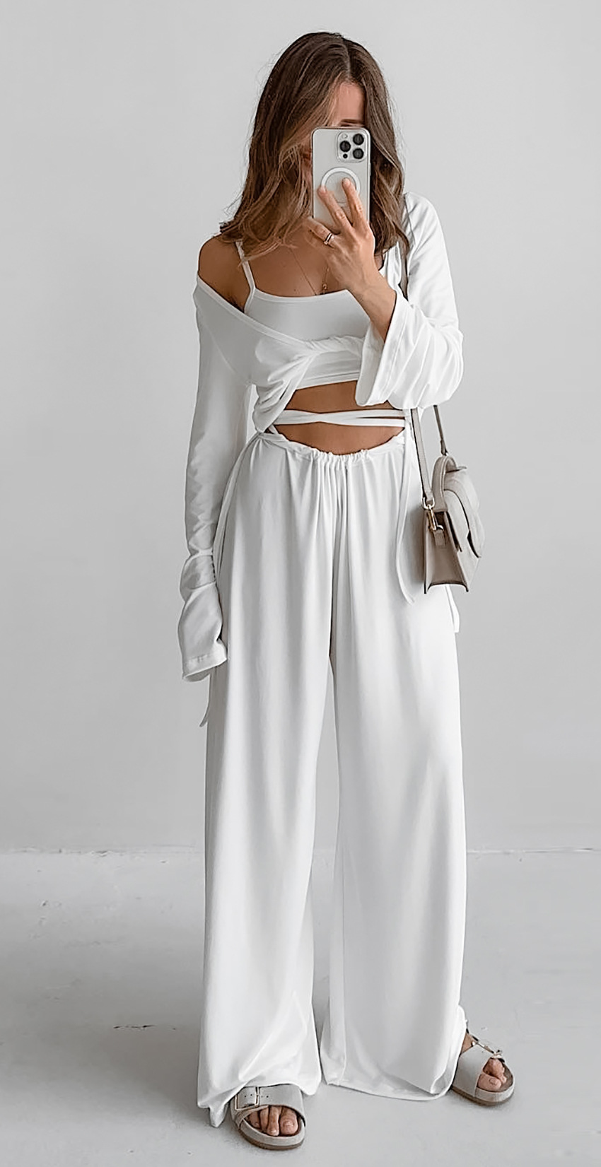 403g Weight Long Sleeve Sleeve Length Pajamas Lingerie Type Spandex, Polyester Fabric Type Short Top Length Pants Sets Sets Type 3 Pieces Quantity Home Occasion Strap Neckline Loose Fit Type Solid Color Pattern Summer, Spring Season Women's Gender Casual, Elegant Style Home Women's Casual Elegant Solid Color Spandex Polyester Pants Sets Pajama Sets 17