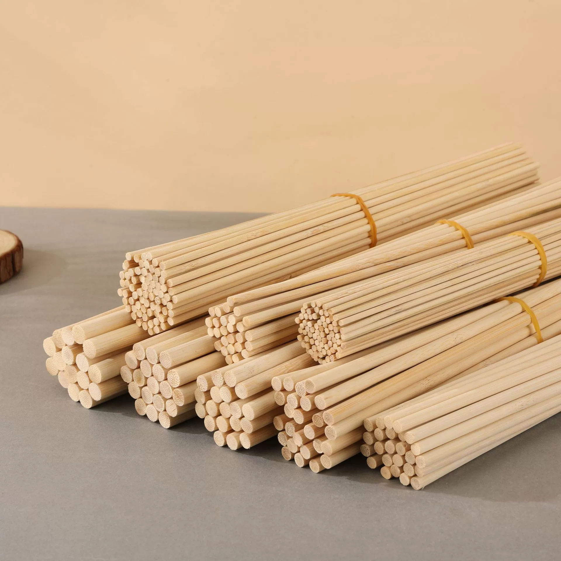 DIY handcraft architectural model stereoscopic components materials small bamboo round sticks bamboo rods bamboo strips bamboo slices bamboo pieces bamboo sticks