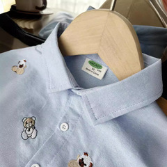 Children's cartoon shirt spring and autumn baby top lapel 2023 new Korean style children's full-print boys' long-sleeved shirt