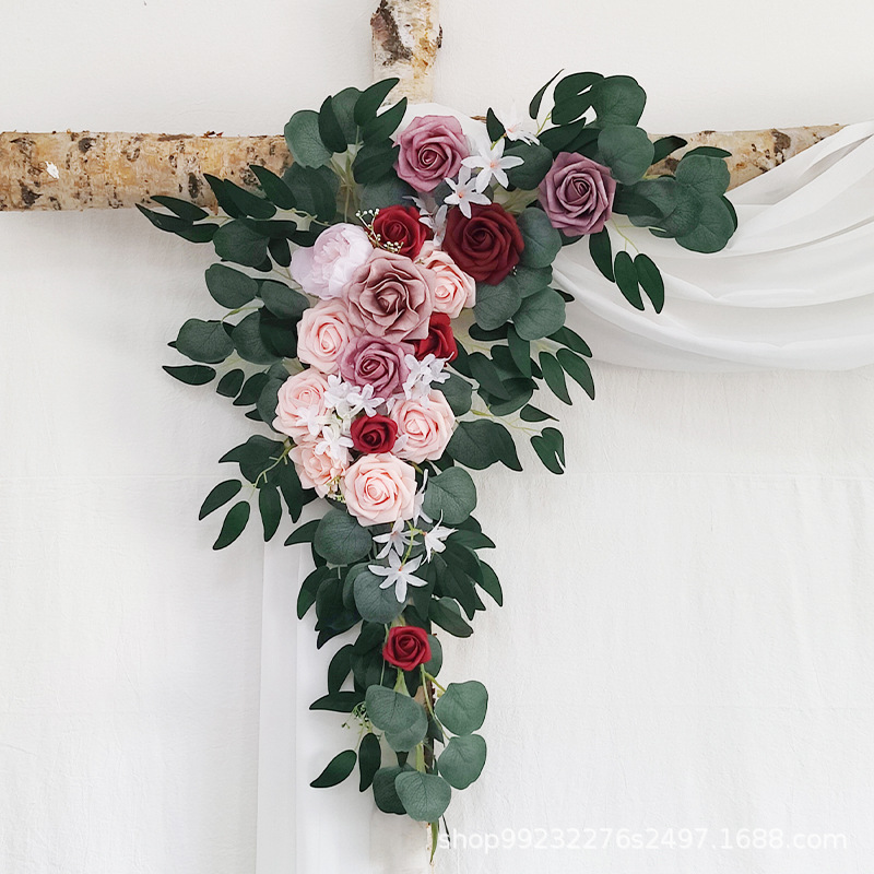 亚马逊热销手工制作拱门花门楣花仿真绢花婚礼庆典活动装饰背景