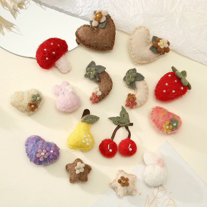 Korean cute felt fabric fruit series plush accessories sweet and…