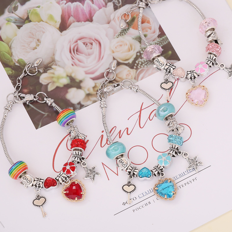 Wholesale Jewelry Fashion Heart-shaped Crystal Pendant Bracelet Nihaojewelry display picture 1