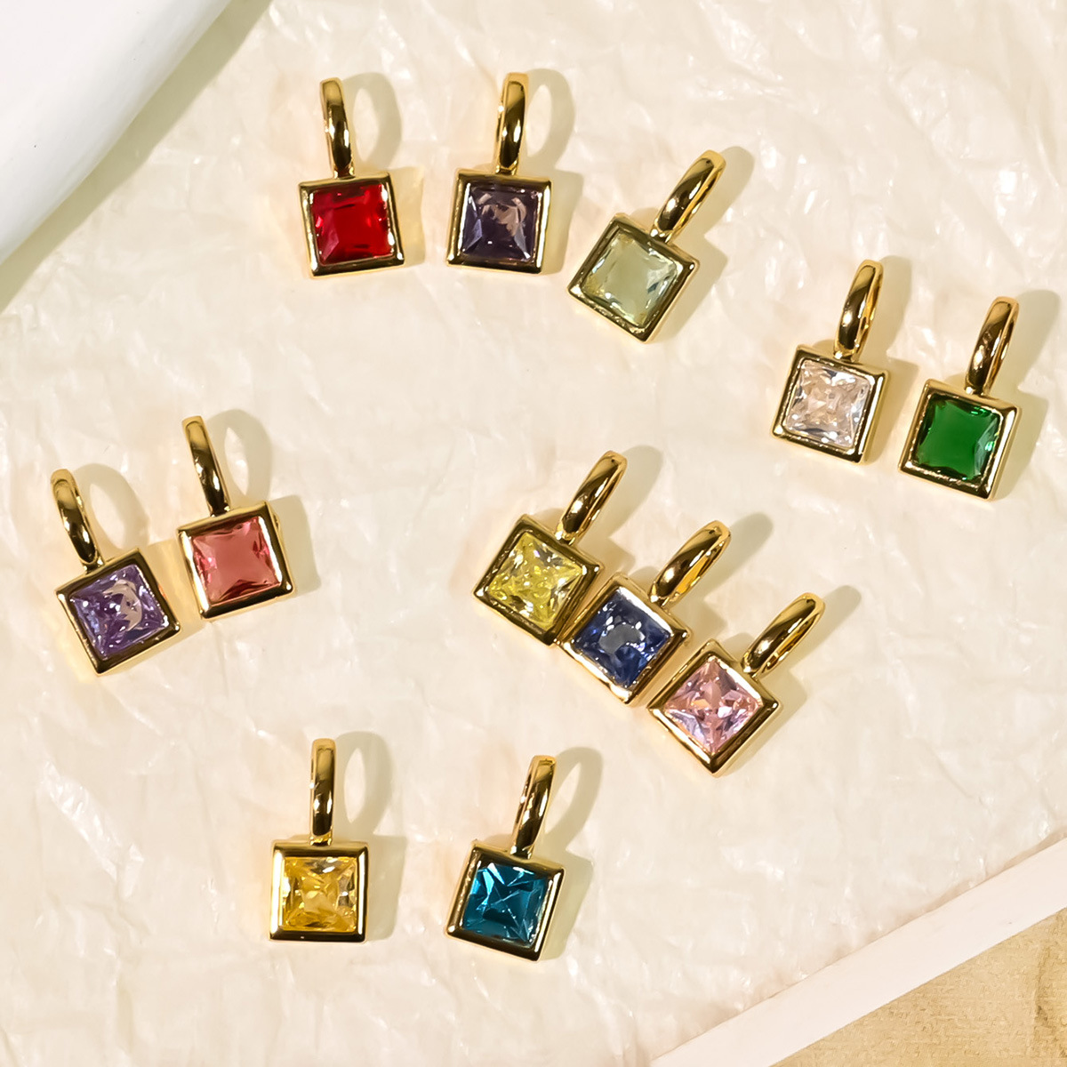 1 Piece Quantity 1 Piece Artificial Crystal Copper Square Pendant