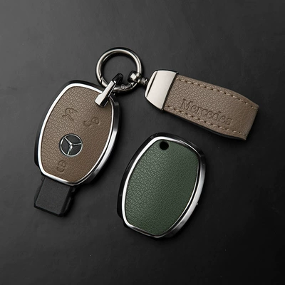 Specially Designed for Mercedes Key Covers: C-Class, S-Class, E-Class, Slc, V-Class, Gla, Glc, Gle, Glk. Made of Genuine Leather, High-End Shell