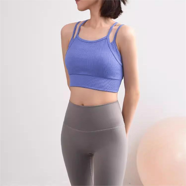 One-piece sports underwear women's shockproof running yoga fitness vest Pilates training outer wear bra beauty back summer