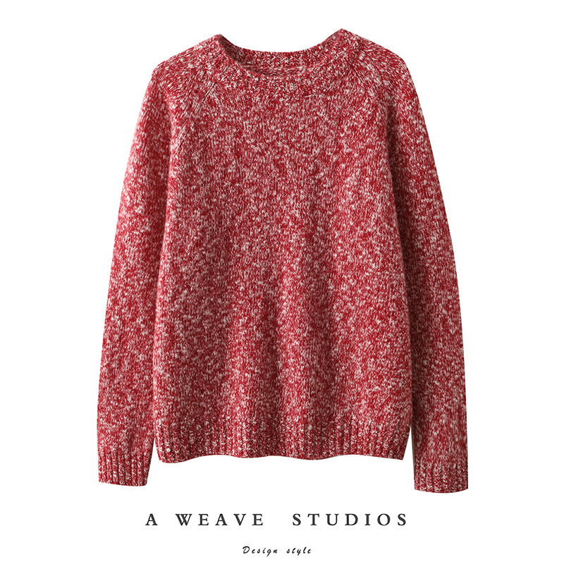 Cashmere Special Yarn Thick Stick Needle Versatile Lazy Retro Sweater Floral Yarn Knitted Bottoming Shirt Top for Women Autumn and Winter