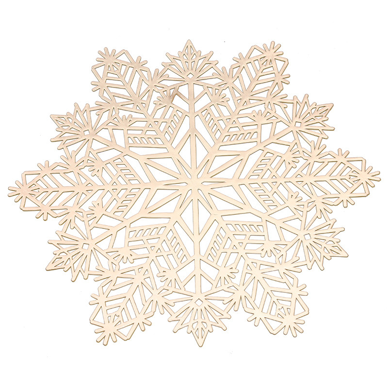 創意的な雪花の食事マットpvcの箔押し銀の透かし彫りの食事マットのクロスボーダーの卸売りの断熱の食事マットpvcの純色の洋食マット|undefined