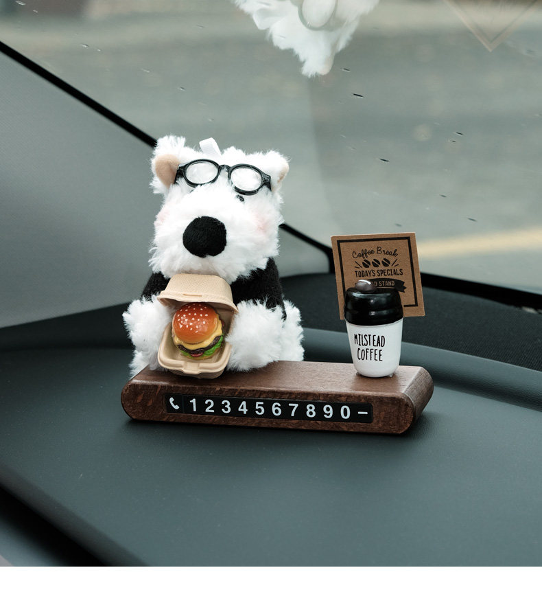 West Highland Cute Car Temporary Parking Number Plate, Car Decoration Accessory