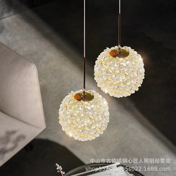 Bedside Small Chandelier Warm Romantic Crystal Entrance Lamp Advanced Sense Light Luxury Spherical New Bedroom Long Line Litchi Wall Lamp Bedside Small Chandelier Warm Romantic Crystal Entrance Lamp Advanced Sense Light Luxury Spherical New Bedroom Long Line Litchi Wall Lamp