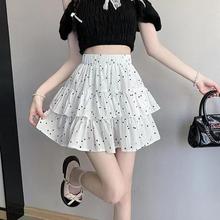 波點蓬蓬蛋糕短裙女2025新款夏季半身裙小個子高腰a字傘裙百褶裙