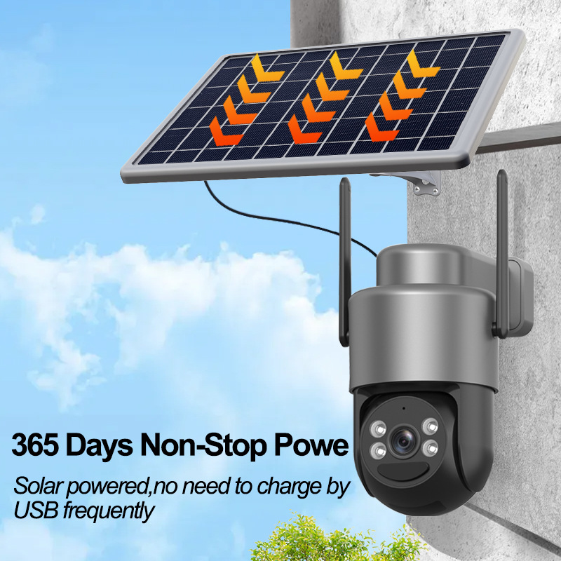 WiFi inalámbrico al aire libre / 4G monitor HD al aire libre cámara de vigilancia solar de visión nocturna a todo color