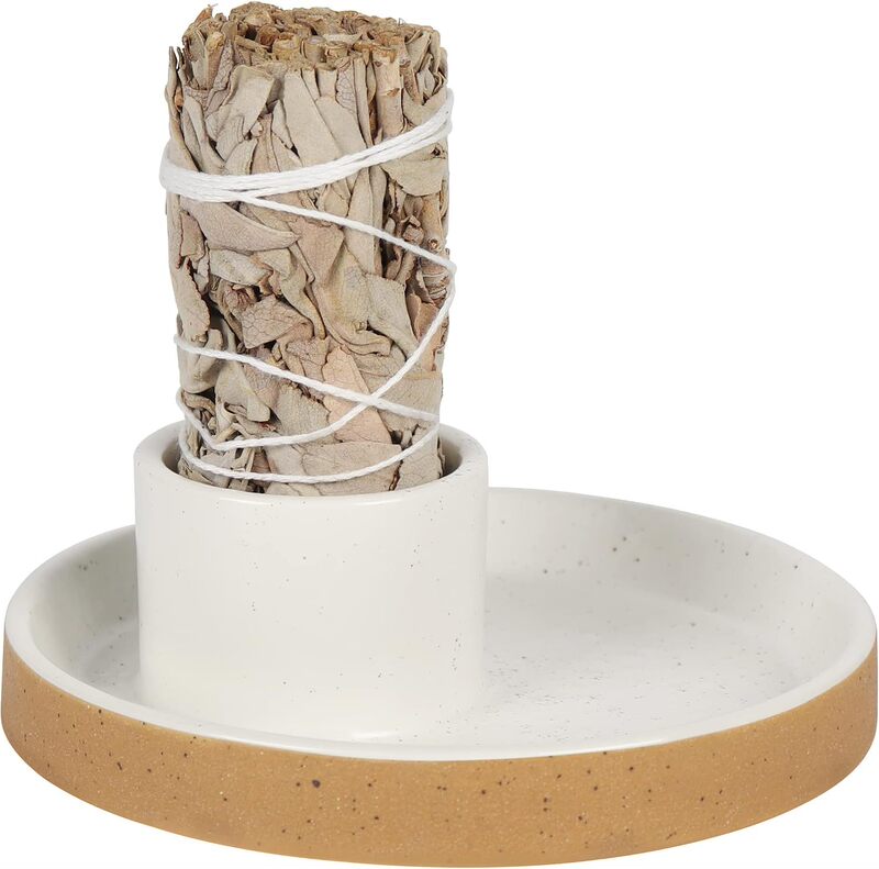 HOCUROAY Ceramic Incense Holder, White Sage Smudging Bowl, for Sage and Palo Santo HOCUROAY Ceramic Incense Holder, White Sage Smudging Bowl, for Sage and Palo Santo